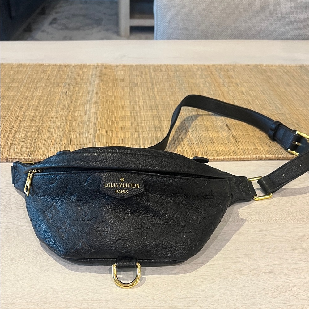 Louis Vuitton Black Monogram Belt Bag with Gold Details